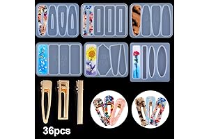 36-Piece Silicone Hair Clip Mold Set for Resin