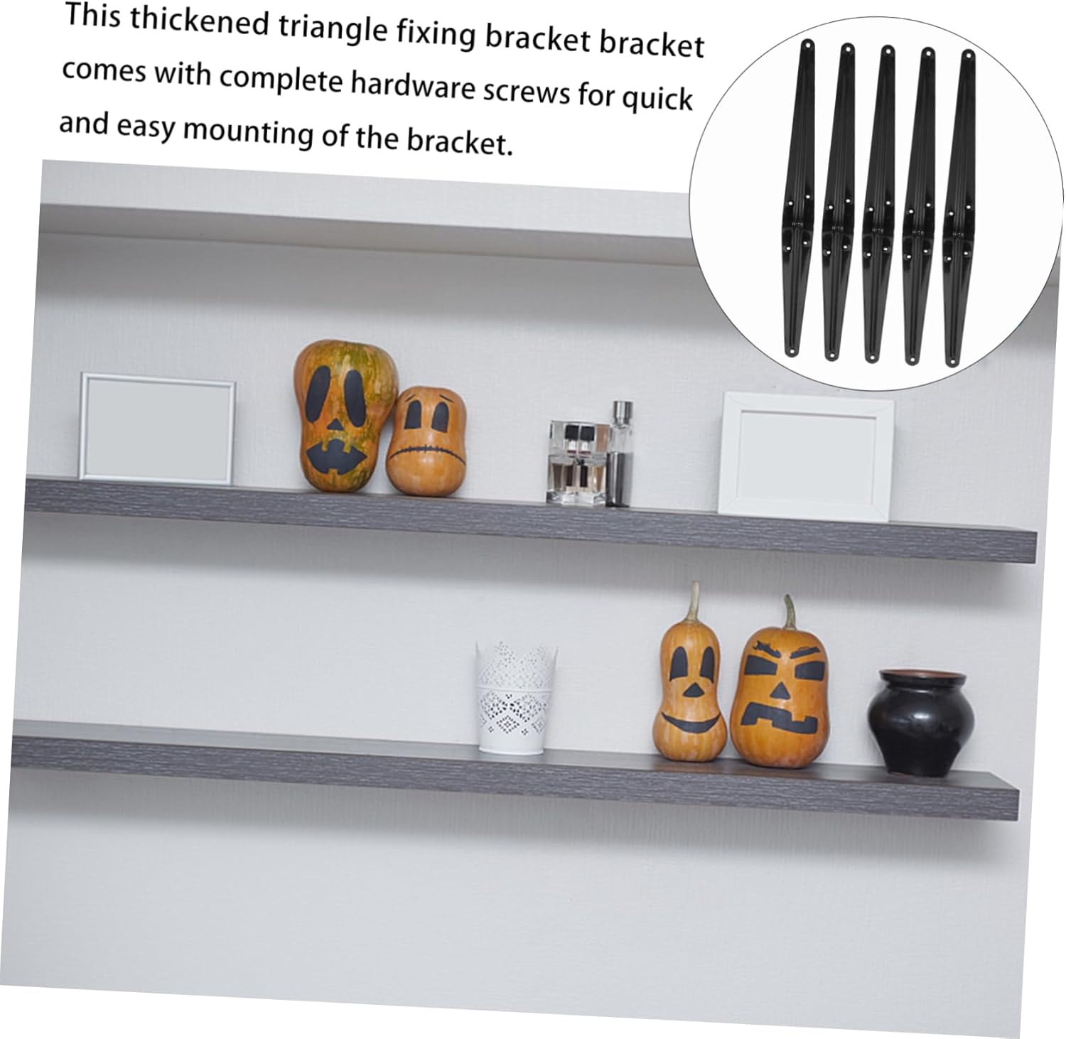 10pcs Heavy Duty Metal Shelf Brackets Shape Hidden Bracket Pre-drilled Support for Bookshelf Bedroom Shelf Kitchen