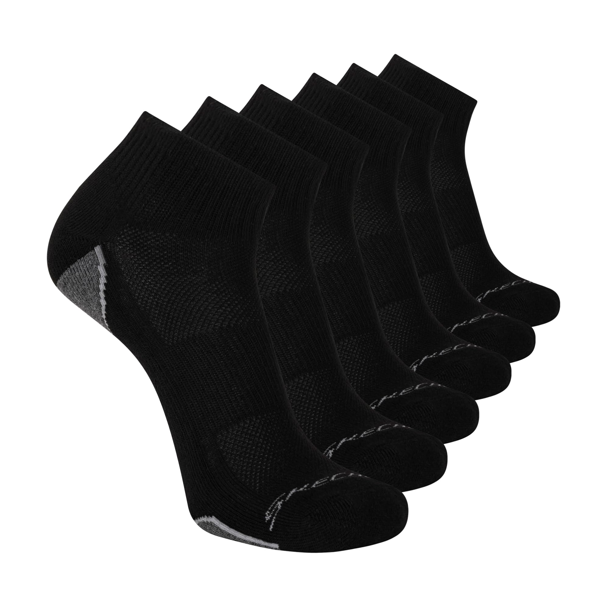 Skechers Men's 6 Pack Quarter Crew Socks, Black, 10-13