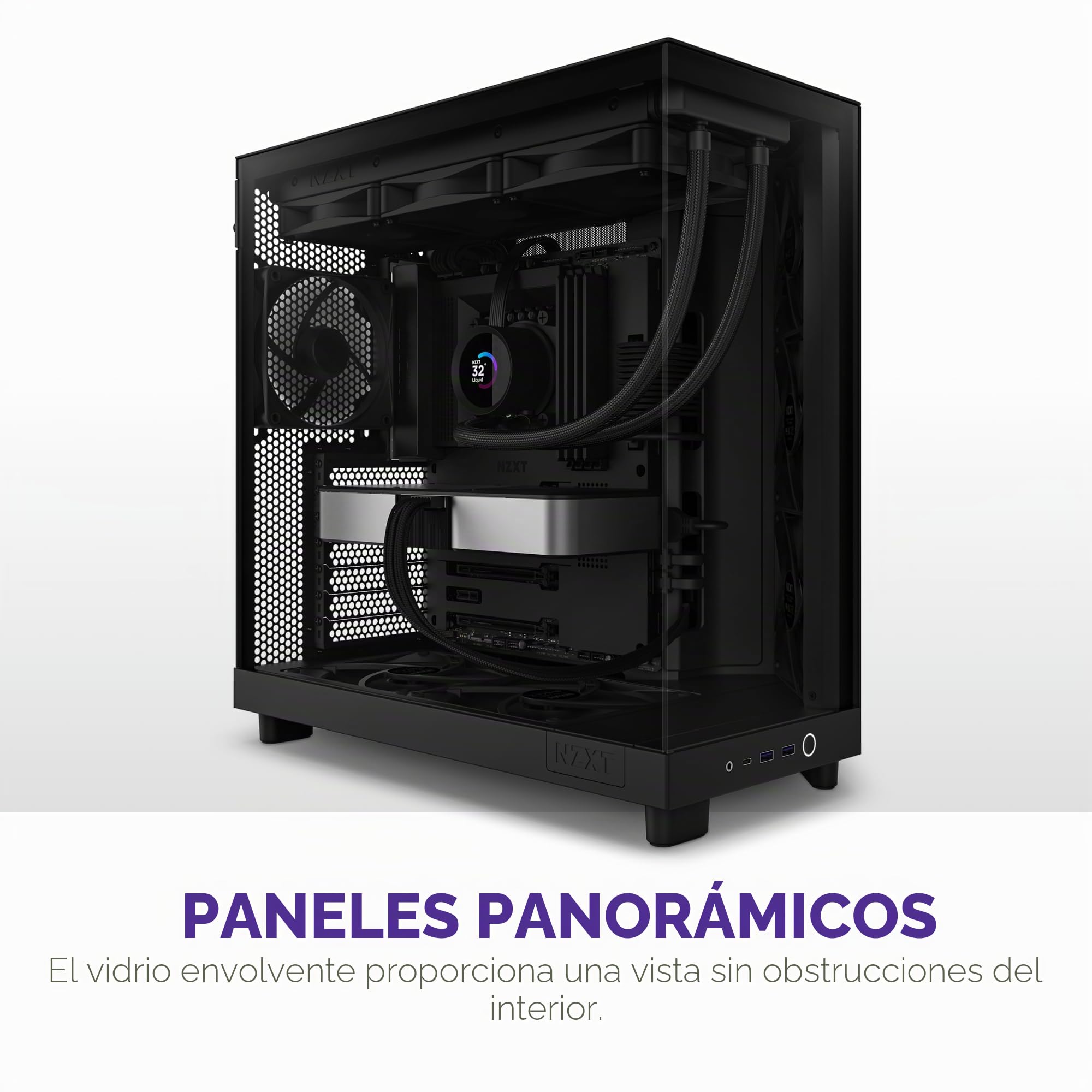 NZXT H6 Flow Caja PC Gaming ATX | Mid-Tower de Cámara Dual Compacta | Paneles de ventilación de Alto Rendimiento | Incluye 3 Ventiladores de 120 mm | Color Negro | CC-H61FB-01