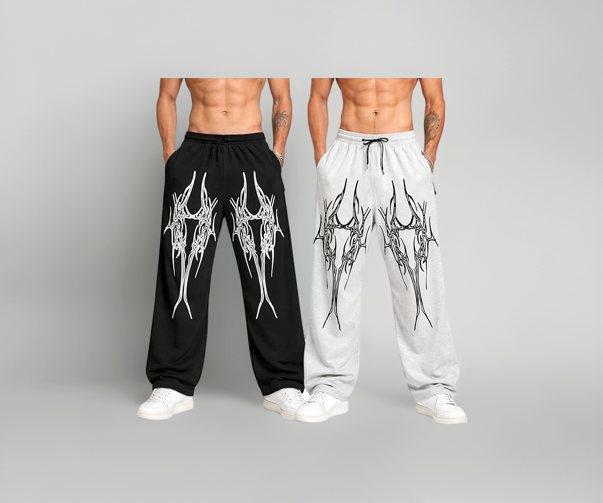 Urob Men's Baggy Track Pants, Tribal Print Pack of 2 - Image 1