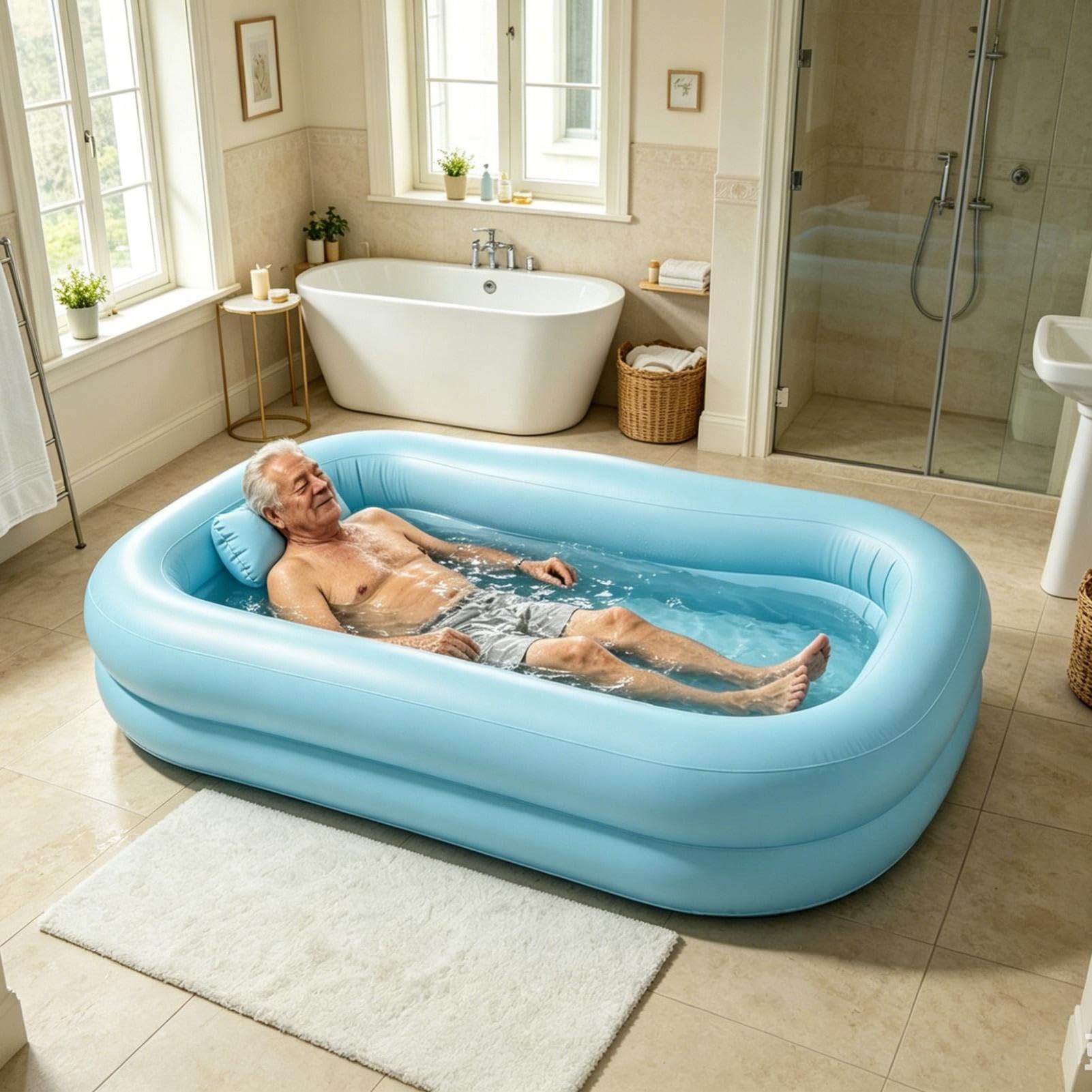 Vasca per doccia Vasca Gonfiabile, Adatta A Spazi Ridotti | Bagno Doccia Multiuso Adatto a donne, uomini, anziani, per la casa, l'appartamento, negli ambienti interni, il bagno, hotel
