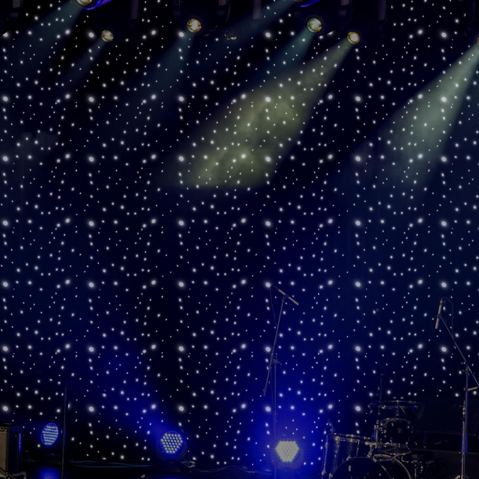 WUPYI LED Backdrop 14ft x 14ft LED Stage Sky Cloth Background White Star Curtain DMX Control for Wedding Party Band DJ Event Stage Show Decoration
