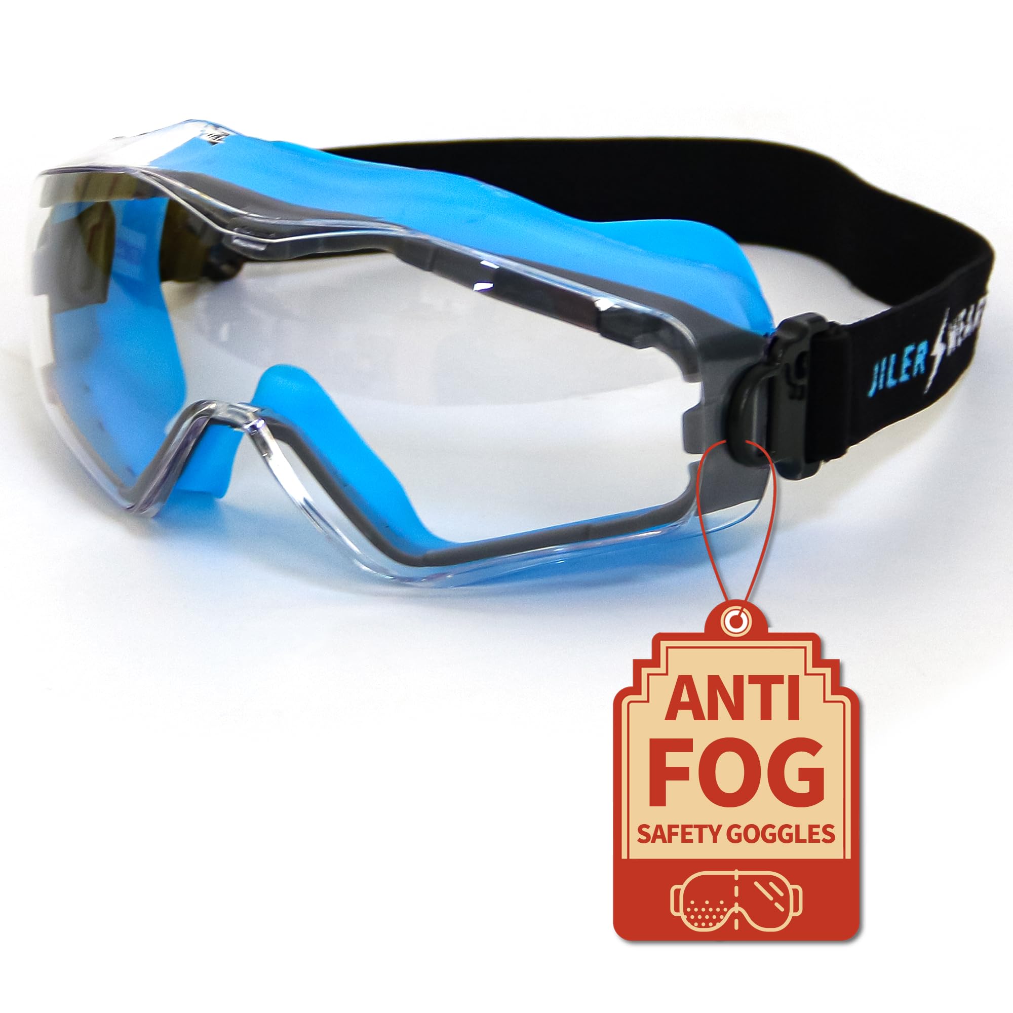 Anti-Fog Safety Goggles for Men & Women – Impact-Resistant, Scratch-Proof, Ventilated, Adjustable Headband,ANSI Z87.1 Certified, Fits Over Glasses,Clear Lens – Perfect for Work, Labs & Industrial Use.