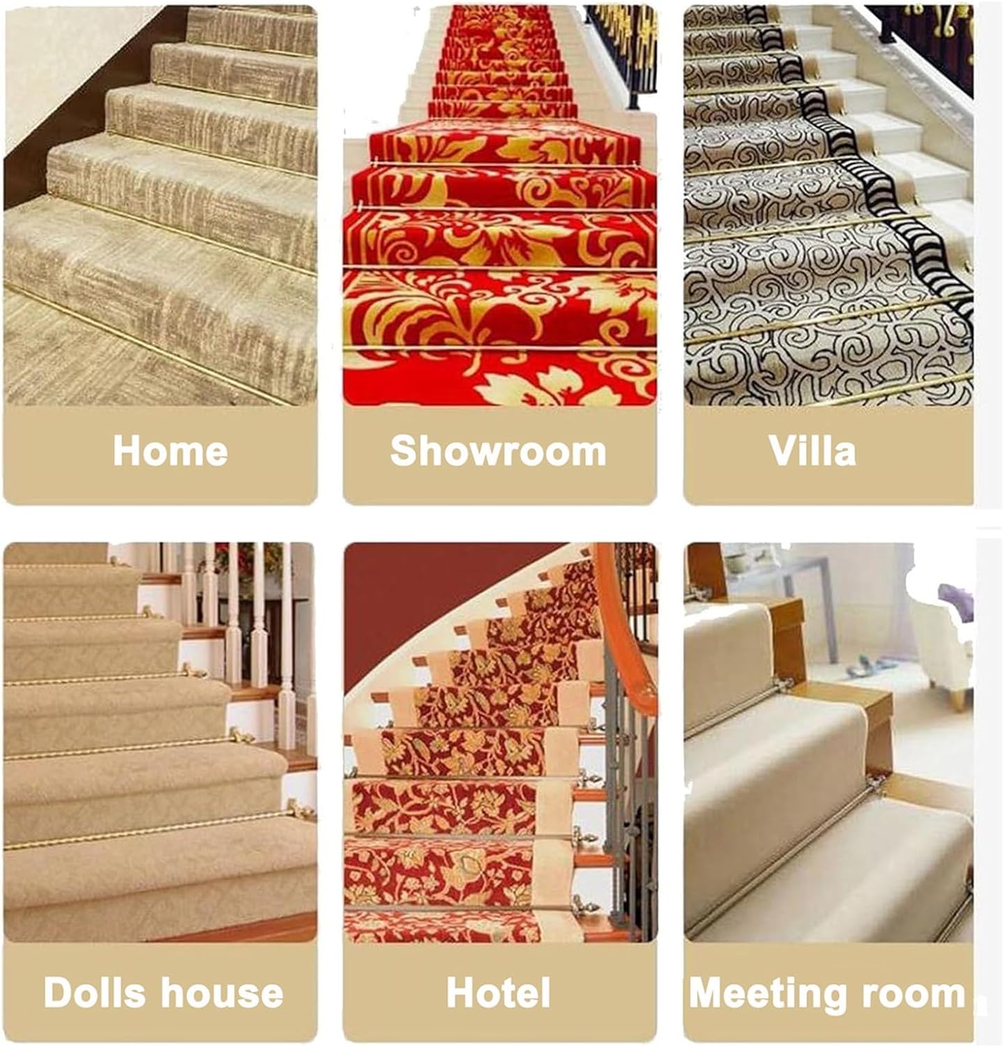 HOFSSI 24 28 32 36 40 48 50 Inch Long Stair Carpet Rods, Decorative Stair Rods for Carpet Runners, Brass Rug Fixer for Wooden Staircase(16 Pack,81cm(32in))