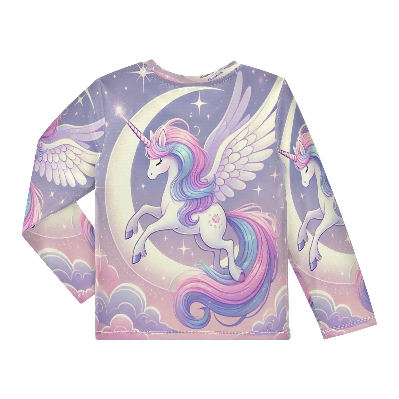 Unicorn Moon Purple Rash Guard Shirt for Boys Sun Protection Shirt for Kids Toddlers UPF50+ 5-6T