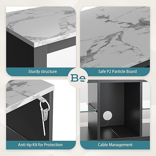 Miniatura 3 de Bestier Soporte de TV de 80 pulgadas para televisores grandes de 5565758585 pulgadas, centro de entretenimiento LED con dos gabinetes, estantes de