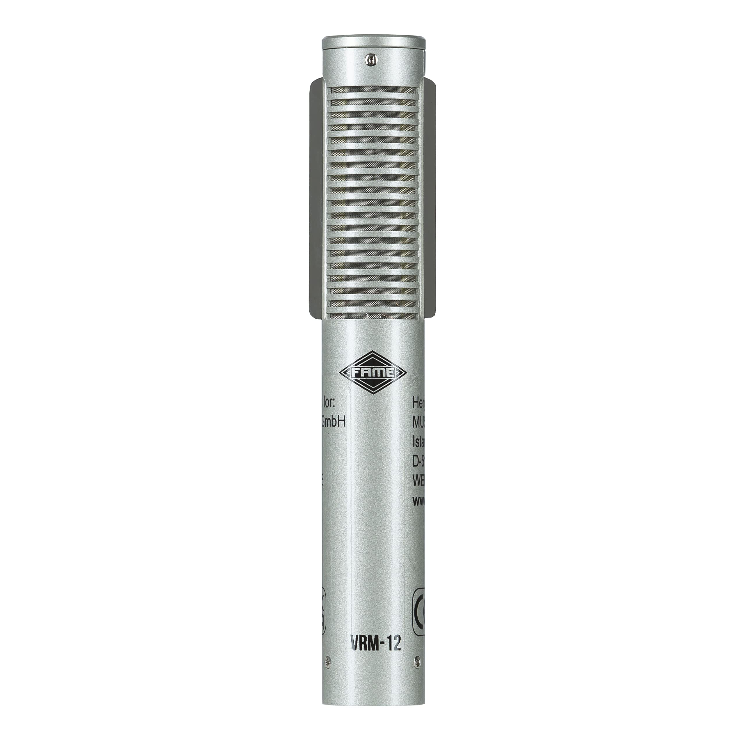 Fame Audio Pro Series VRM-12, Bändchenmikrofon in Silber, Richtcharakteristik Acht, XLR 3 Pol Anschluss, inklusive Etui, Ideal für Studioaufnahmen, Instrumenten und Gesang