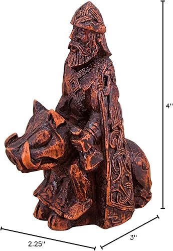 Miniatura 7 de Dryad Design Freyr - Figura nórdica del dios de la fertilidad y la prosperidad, decoración de altar pagano vikingo (acabado de madera)