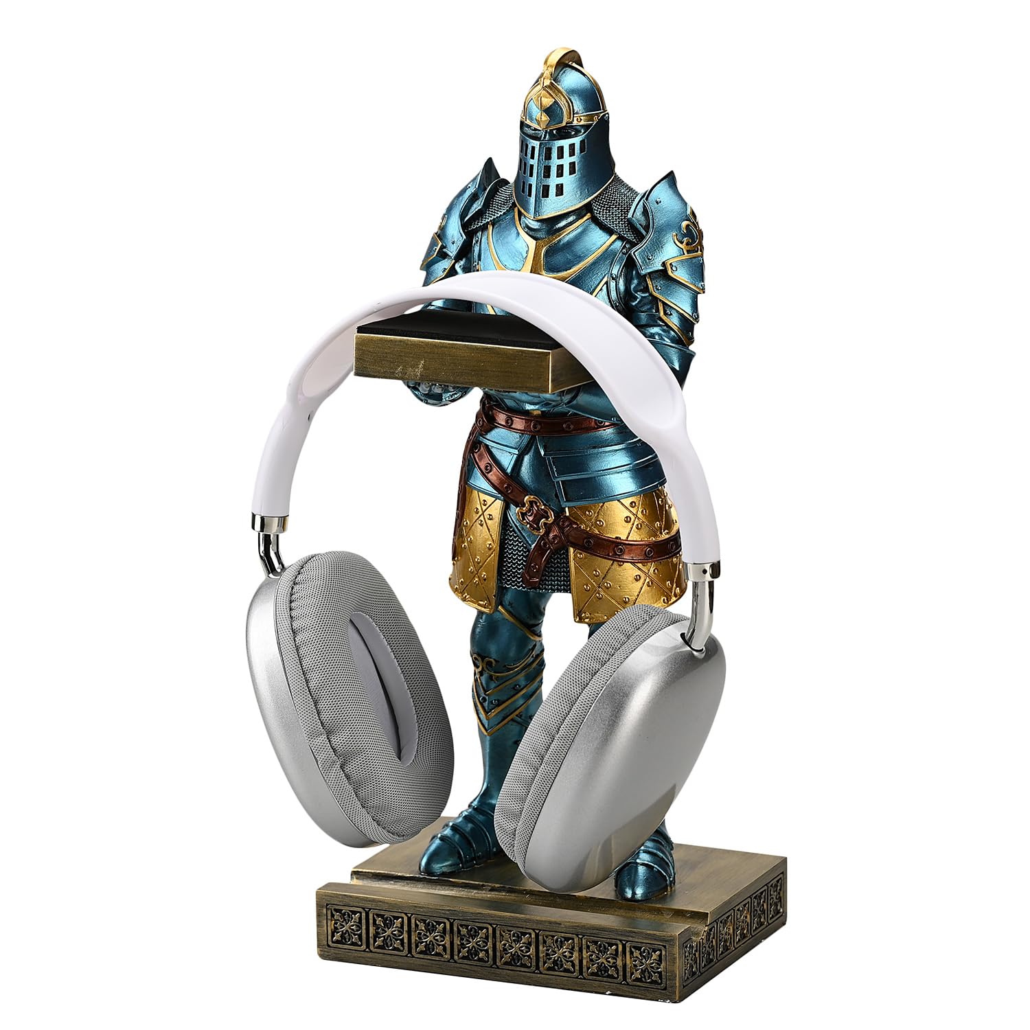 HDMbigmi King's Guard Headphone Stand Watch Display Stand Jewelry Bracelet Necklace Holder Trays Towers Warrior Knight Mobile Phone Stand for Office & Home 12.20 Inch (Blue)