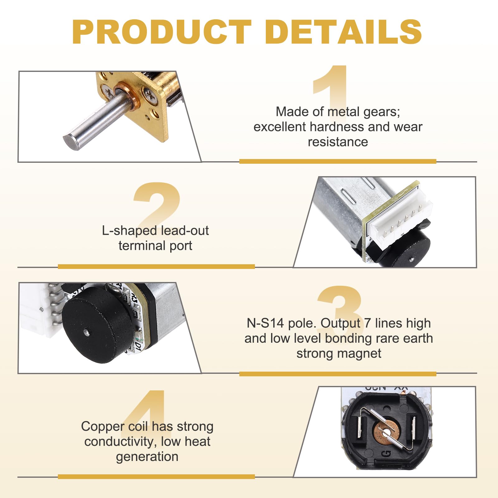 sourcing map 2pcs 300RPM Micro Motoriduttore con Encoder, N20 DC6V Riduttore Ad Alta Coppia Motore Elettrico Riduzione per Robot Wheel RC Car