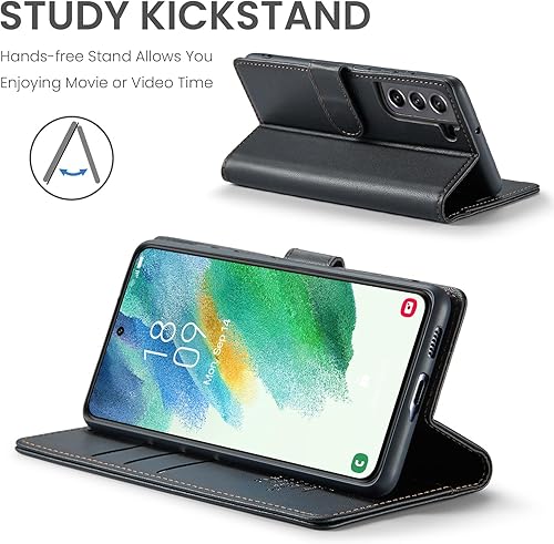 Miniatura 4 de Funda tipo cartera para Samsung Galaxy S21 FE 5G con bloqueo RFID, soporte para tarjeta de crédito, de piel sintética, función atril, funda