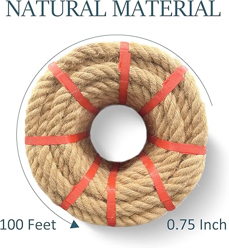 Miniatura 9 de Cuerda de yute (14 pulgadas x 100 pies), cuerda de cáñamo natural para poste rascador de gatos, jardinería interior y exterior, manualidades,