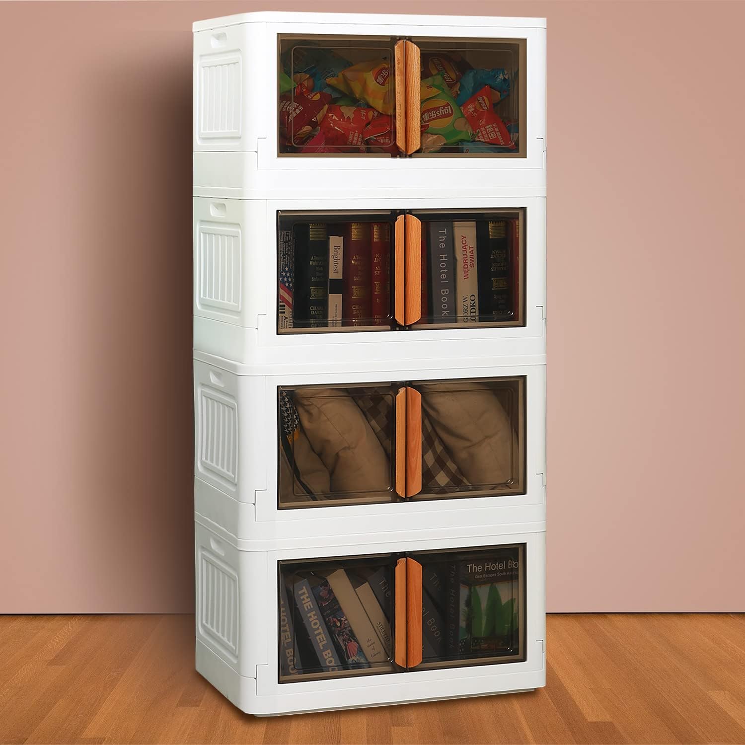 Gerritfany Storage Bins with Lids, Kitchen Organizer, Collapsible Storage Bins, 4 Packs