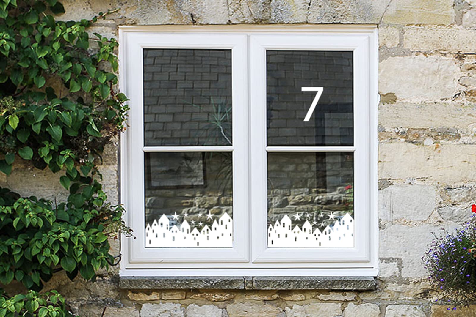 Stika.co Scandi + Advent Nr Christmas Advent Window Silhouettes - Reusable Static Cling Vinyl Stickers, Festive Houses & Trees, Holiday Window Decorations (Scandi + Advent Nr)