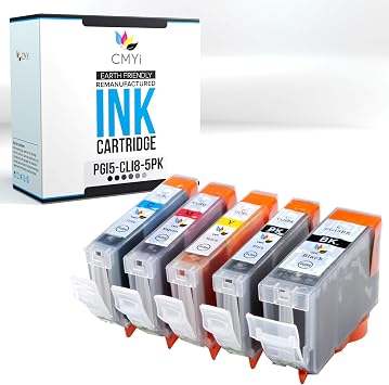 PGI-5 CLI-8 Replacement Combo Pack Ink Cartridges for Canon PIXMA iP4200, iP4300, iP4500, iP5200, iP5200R, MP500, MP530, MP610, MP800 Printers 1 PG Black, 1 Black, 1 Cyan, 1 Magenta, 1 Yellow