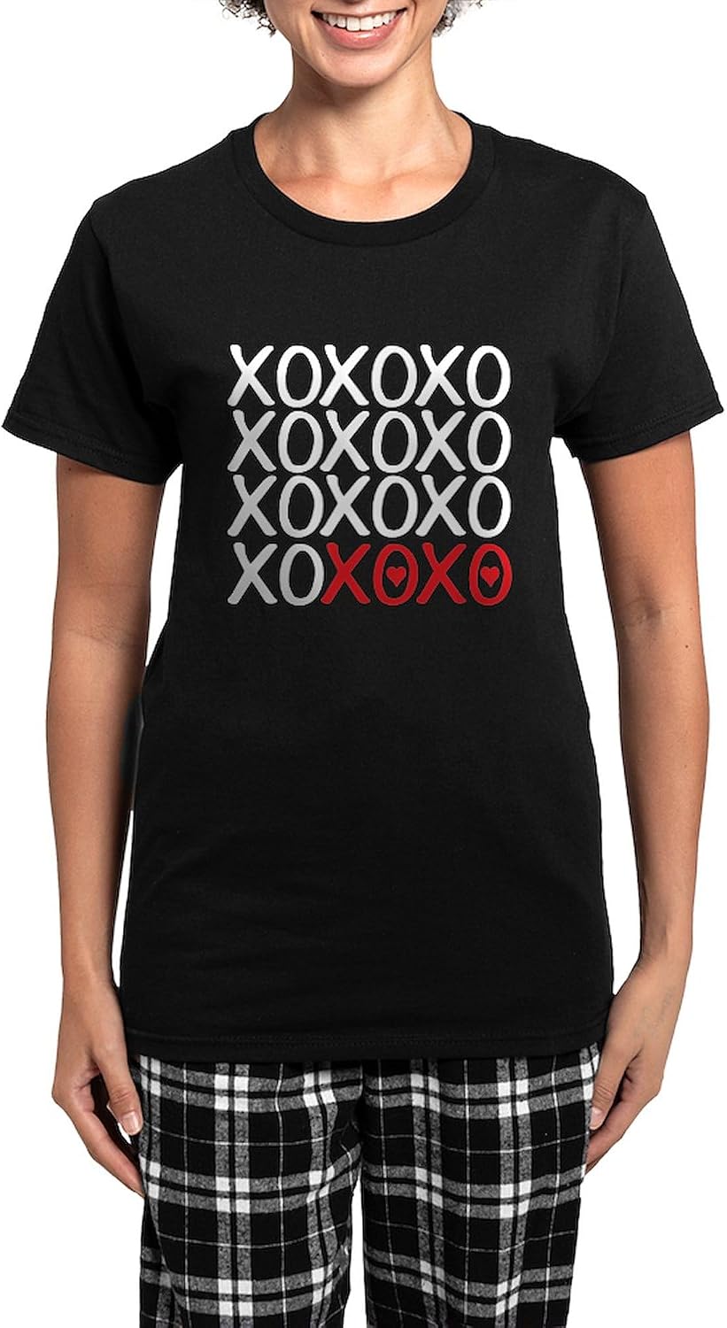 CafePress XOXO, Kiss Hug, I Love You Pajamas Womens Novelty Pajama Set, Comfortable PJ Sleepwear