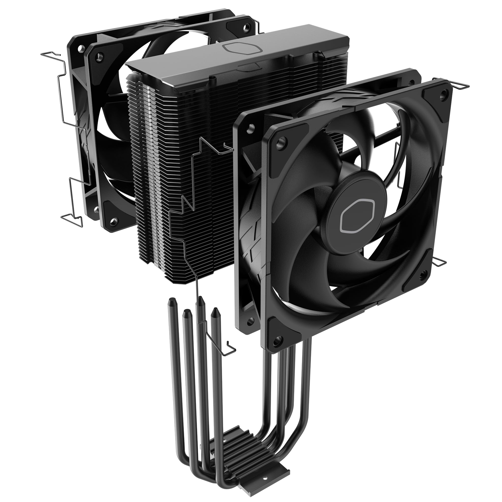 Cooler Master Hyper 212 Black X Duo - 2 ventole SickleFlow 120 Edge, finitura in alluminio, 4 tubi di calore a contatto diretto compatto, LGA 1200/1700 e AM4/AM5, colore: Nero