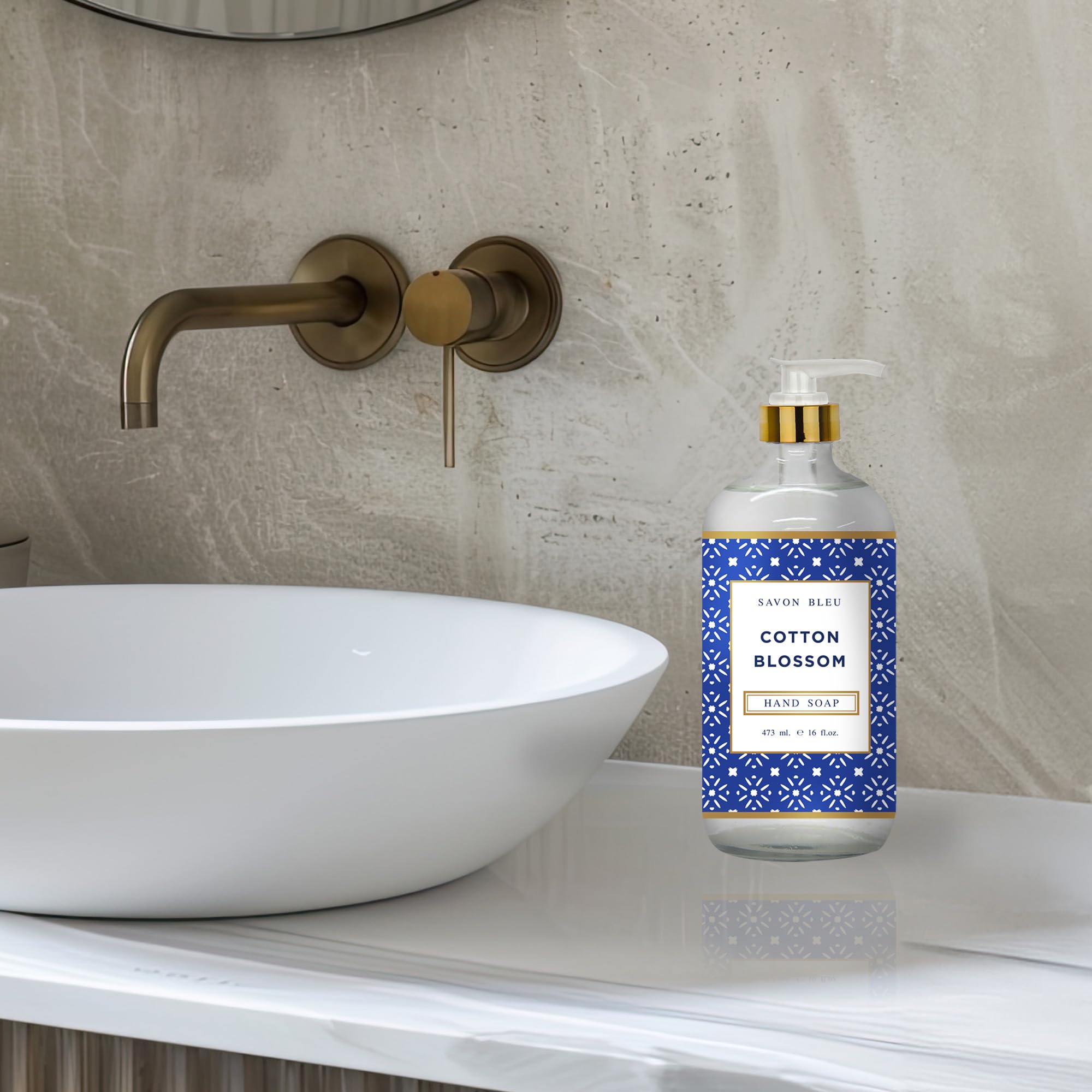 Savon Bleu Hand Soap Collection, 16 oz Glass Bottles, 8 Pack