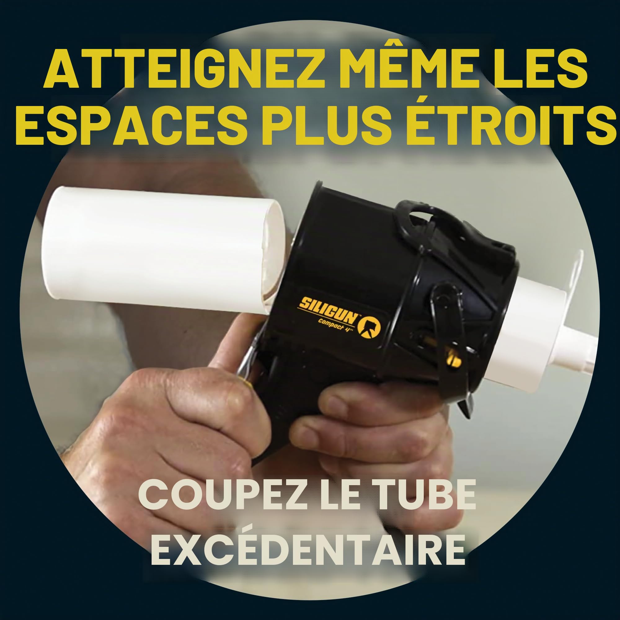 SILIGUN Pistolet à calfeutrer compact avec buse à calfeutrer - Pistolet à calfeutrer de 283,5 g sans tige - Pistolet à calfeutrer à rapport de poussée 12:1 pour silicone, latex, mastic - Pistolet à
