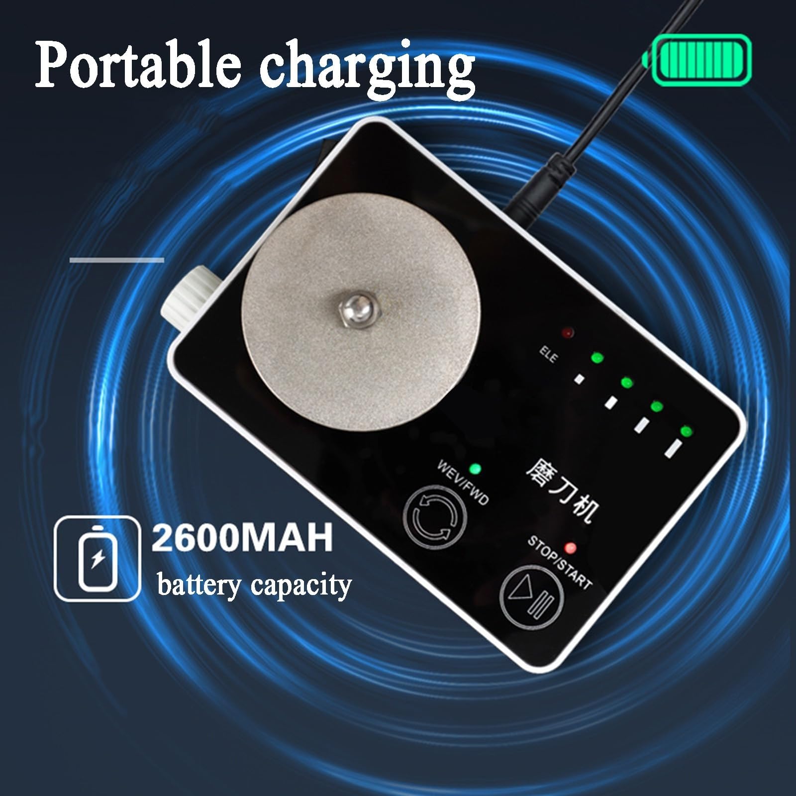 Afilador de cuchillos portátil para el hogar, máquina afiladora de tijeras con ajustable de 0-5000RPM, herramienta pulidora de cuchillas recargable, afilador eléctrico para chefs sastres