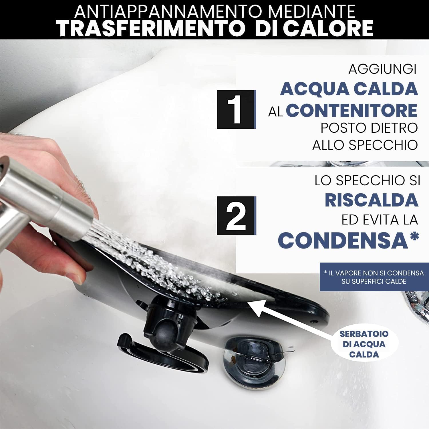 Mirrorvana Specchio da doccia antiappannamento appendibile, ideale per rasatura uomo senza ventosa, specchio bagno senza condensa e infrangibile (plastica, 20 x 18 cm)