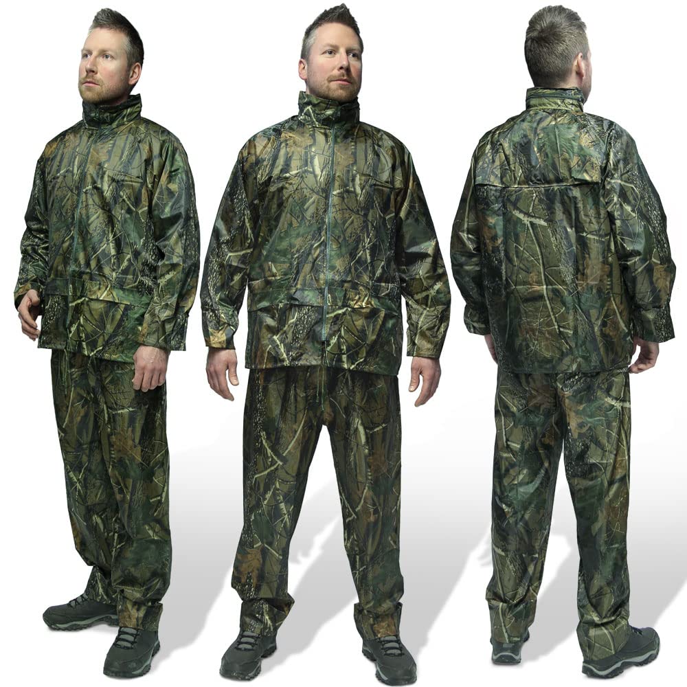 GenericNGT LARGE Carp Fishing Hunting Camo Waterproof Jacket & Trousers Rain Suit Carp Coarse Pike Trout Fishing