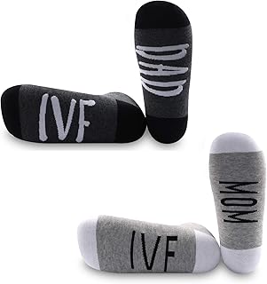 JXGZSO 2 Pairs IVF Socks IVF Mom/Dad Socks Set Infertility Socks IVF IUI Gift Lucky Fertility Socks