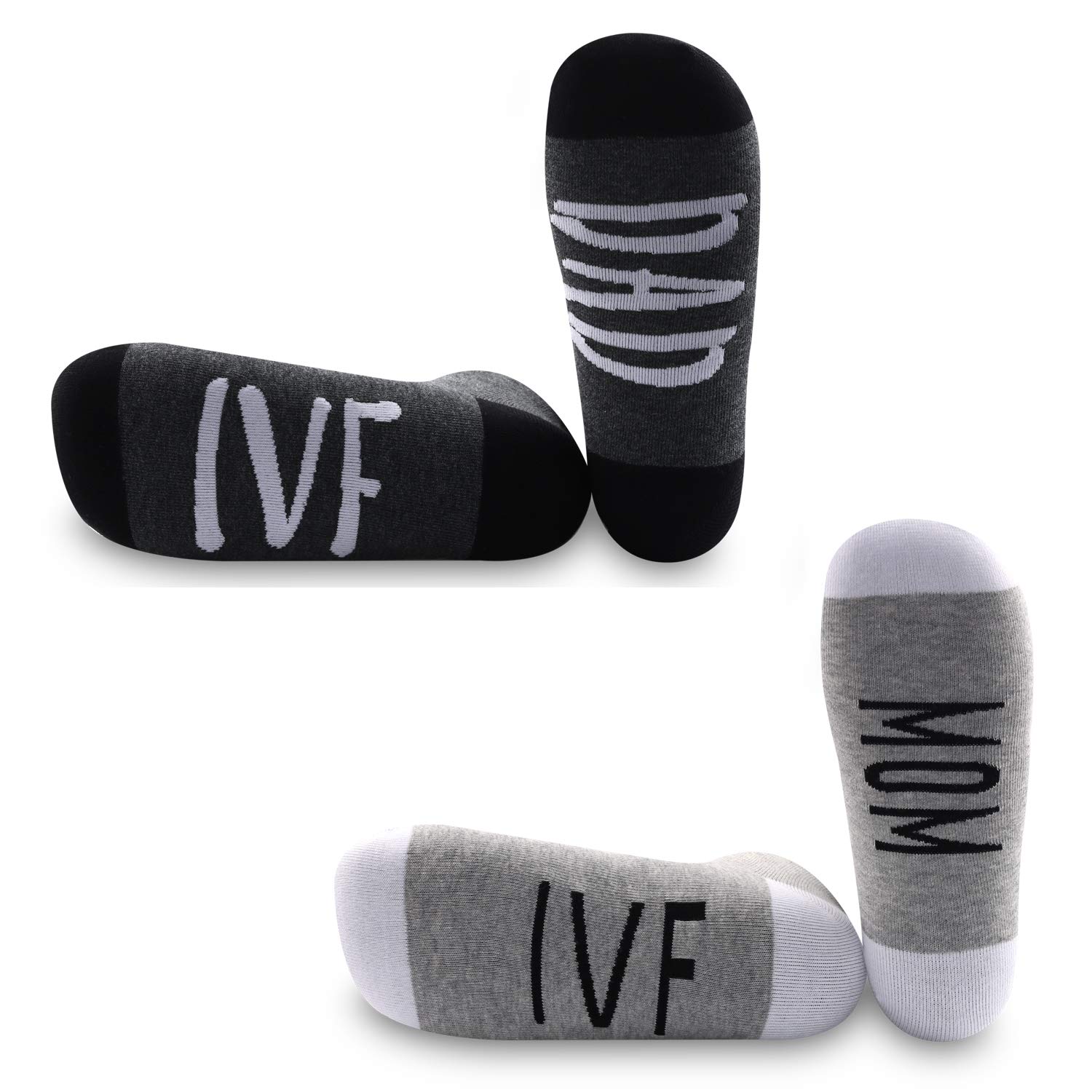 Generic Brands Women's Ivf Mom/Dad Pyoul 2 Pairs Ivf Socks Socks Set Infertility Socks Ivf Iui Gift Lucky Fertility Socks ()