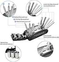 Vista 2 de Kit de herramientas de reparación de bicicletas, juego de herramientas de bicicleta de 21 piezas con llaves hexagonales, palancas de neumáticos, kit