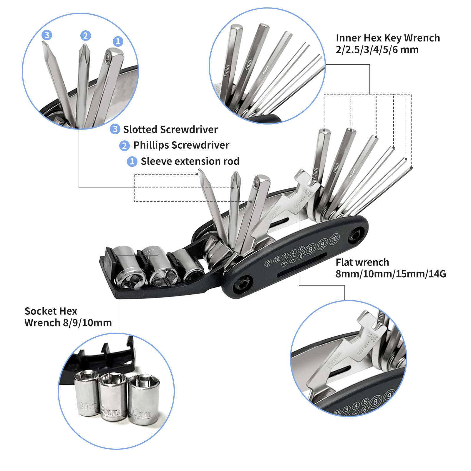 Bike Repair Kit - 21-Piece Tool Set -2 Bike Repair Kit - 21-Piece Tool Set -2