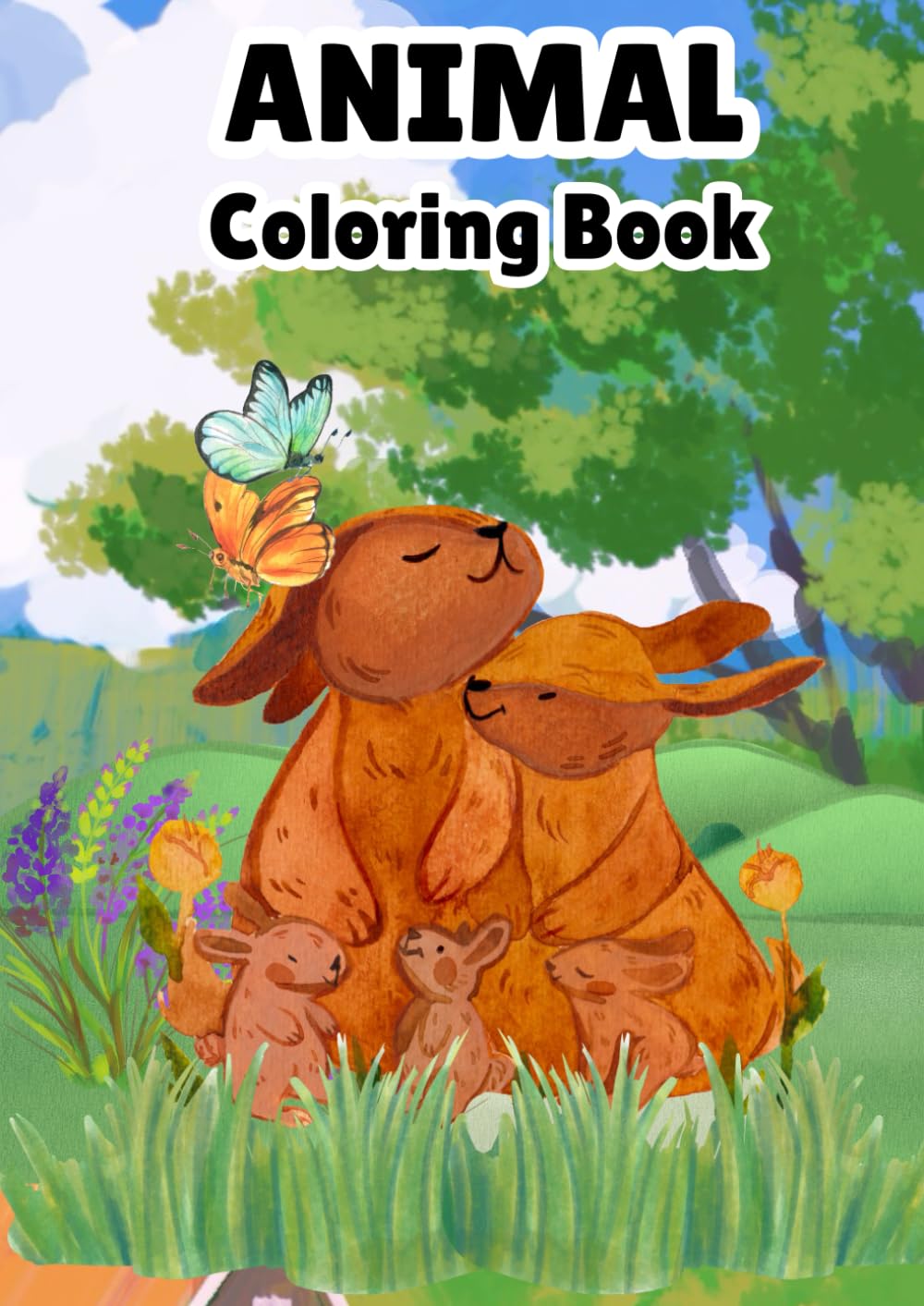 Animal coloring book: coloring book for kids with learning words