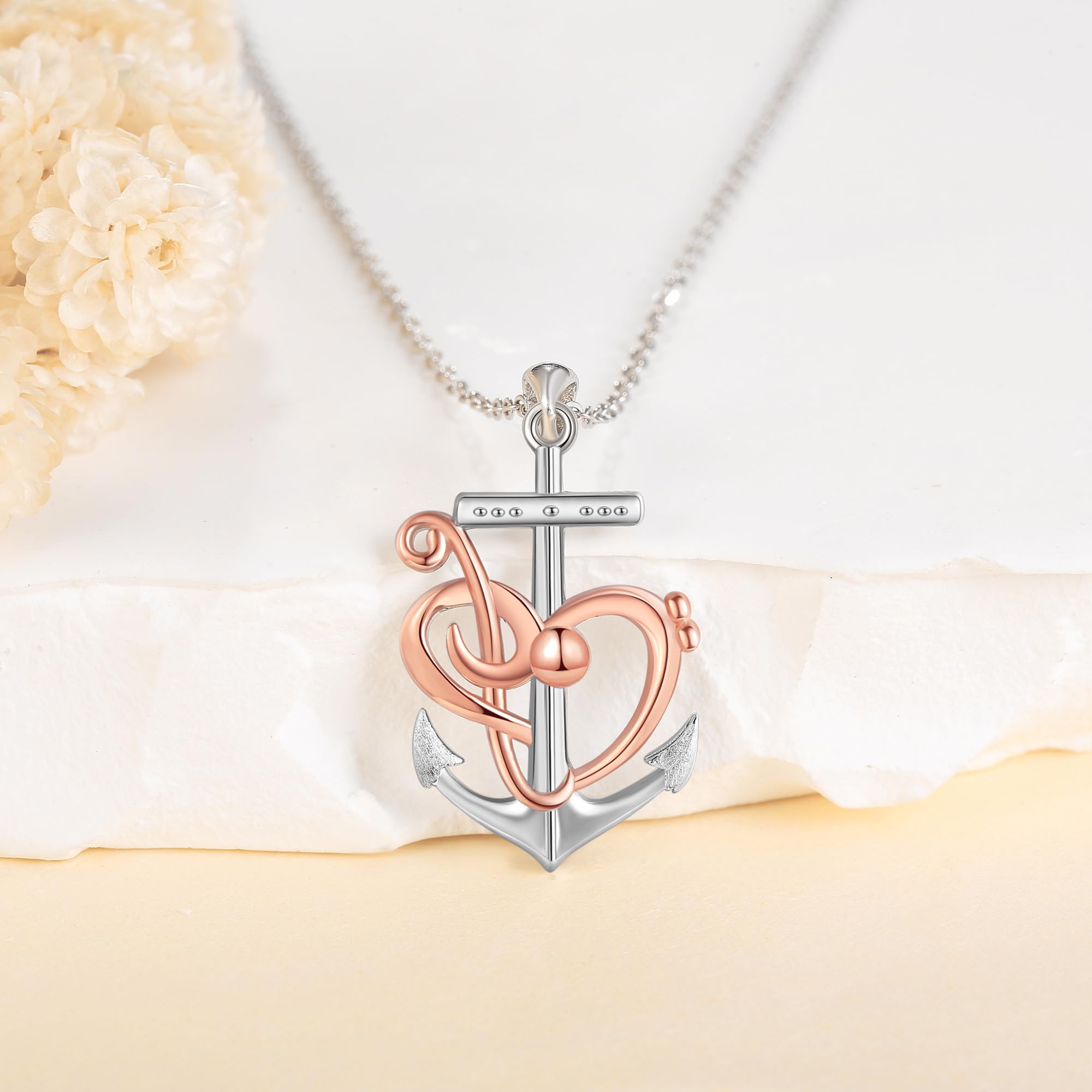 Collana con ciondolo a forma di ancora, in argento Sterling, con ancora, idea regalo per donna, Nessuna pietra preziosa