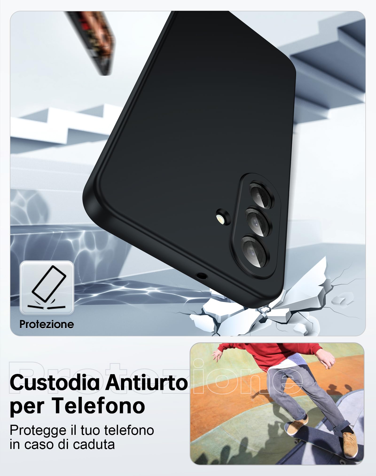 LeYi Cover per Samsung A26 5G con 2 Pezzi Vetro Temperato, Custodia Morbida Silicone Liquida TPU Protettivo Ultra Slim Antiurto, Case con Protezione Fotocamera per Samsung Galaxy A 26