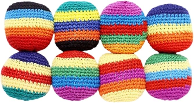 6PCS Hand-Made Knitted Hacky Bags, 2026 Upgraded Hacky Footbags Knitted, Professional Hacky Balls for Kids, Juggling Balls for Beginners, Ready-to-Use Hacky Balls