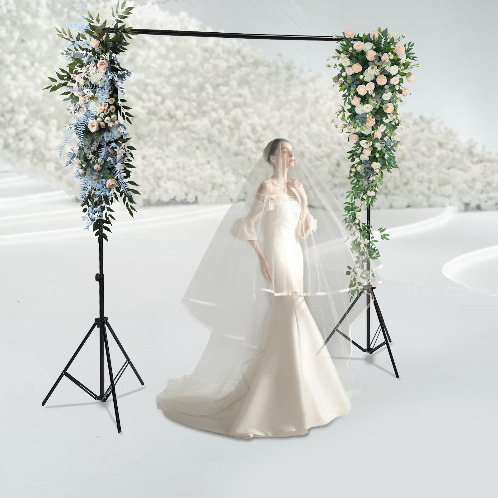 2 * 3m Sfondo per Studio Fotografico, Supporto per Sfondo con Treppiede, Sistema di Sfondo, Può Essere Usato con Musselin, Schermo Verde, Tela, Tende, Banner, per Studio Fotografico, Fotografia di