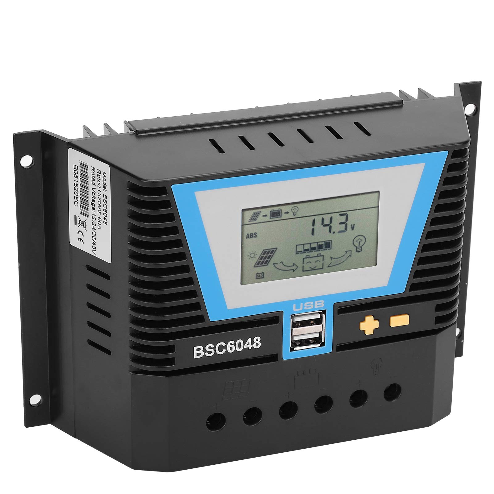 Controlador Solar Controlador de Carga Solar Inteligente Multifuncional para Baterías de 12 V/24 V/36 V/48 V con Gran Adaptabilidad y Tamaño Compacto