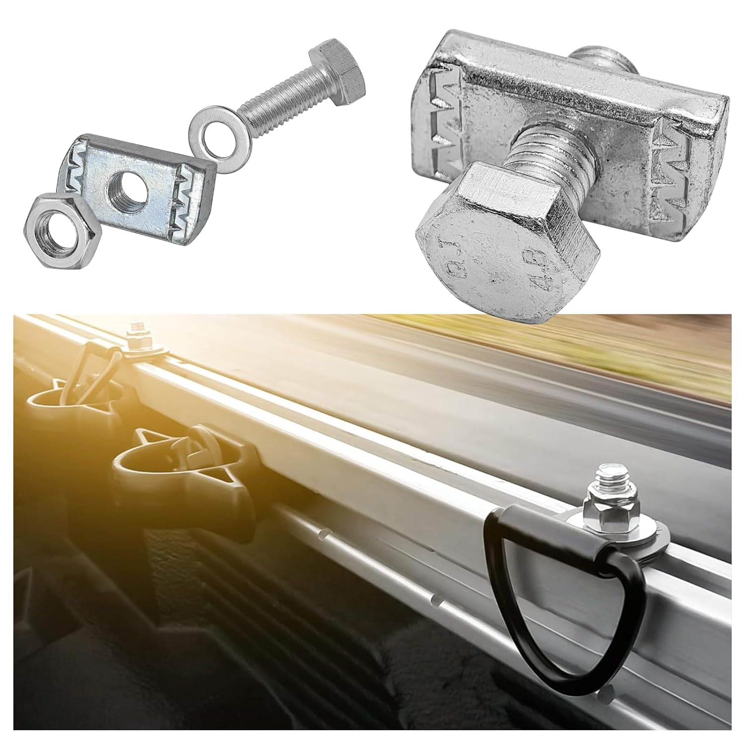 6 Sets Truck Bed Rail Bolts Nuts Cargo D-Rings Tie Down Mount Kit Fits for Nissan Frontier Titan with Utili Track Bed Rail System
