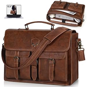 RAINSMORE Messenger Bag for Men 15 6 Inch Leather Vintage Laptop Briefcase Large Laptop Bag Waterproof Satchel Bag
