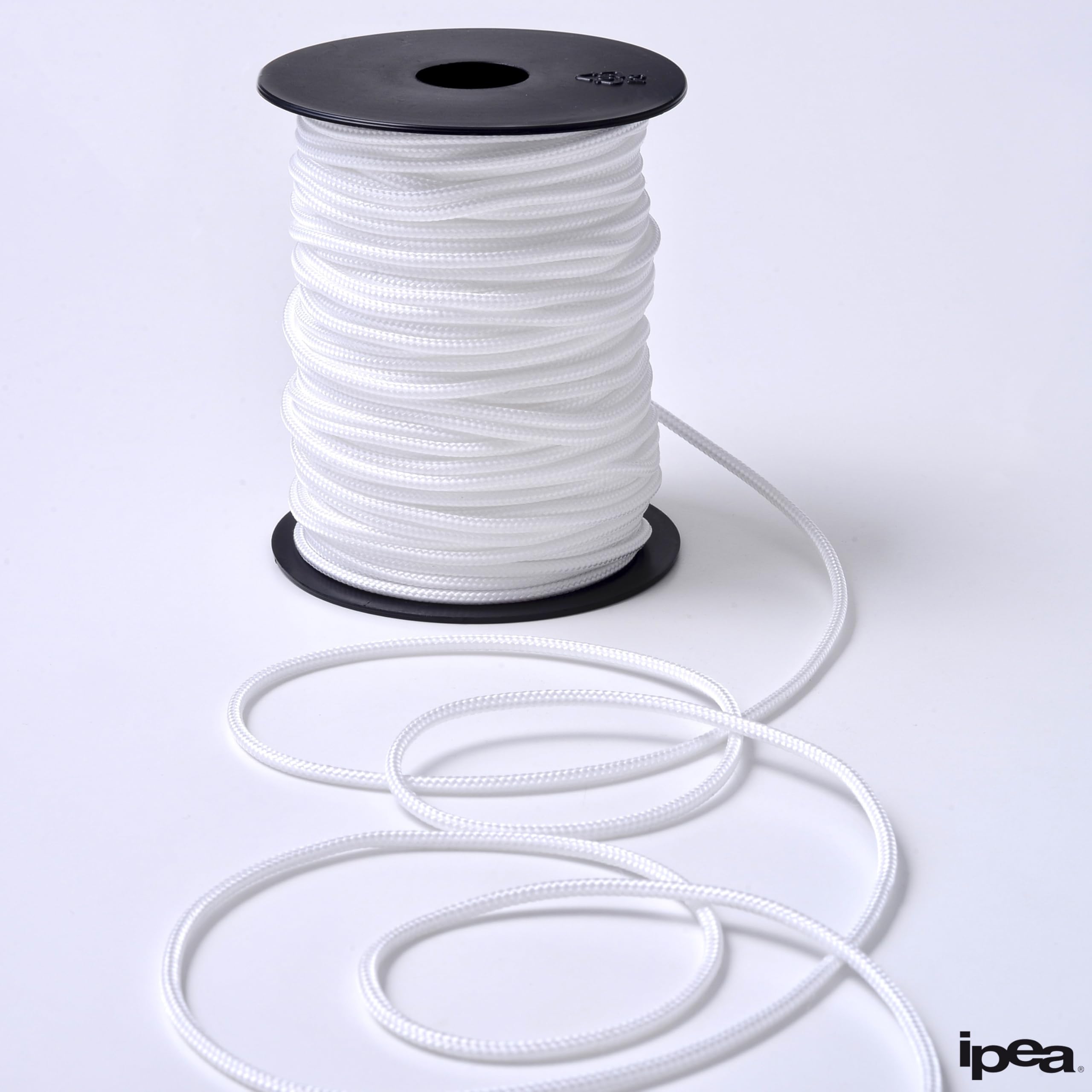 IPEA Treccia per Veneziana Bianca 3 mm in Nylon – [ 50 METRI ] – Made in Italy – Corda per Tende a Pacchetto, Mantovane, Tapparelle, Accessori, Fai Da te – Cordino Bianco Multiuso - Spessore 3 mm