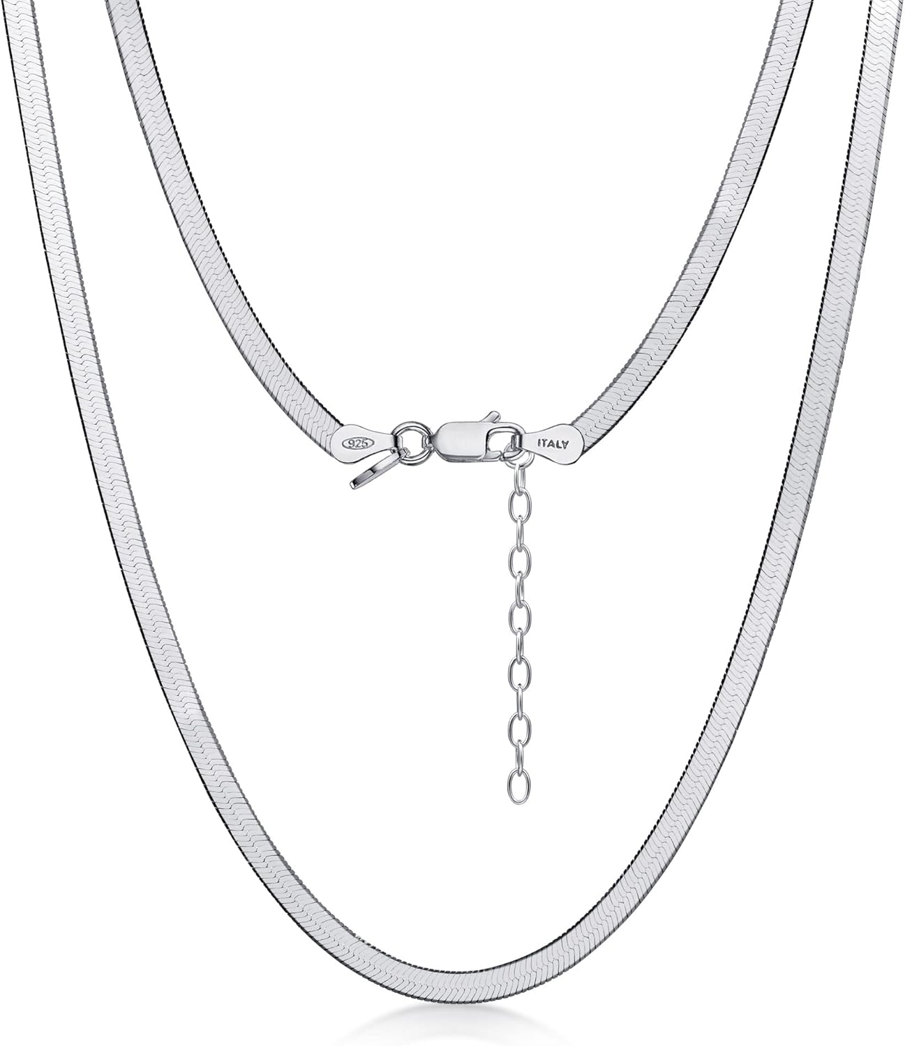 Amberta Women's 925 Sterling Silver Flat Snake Chain