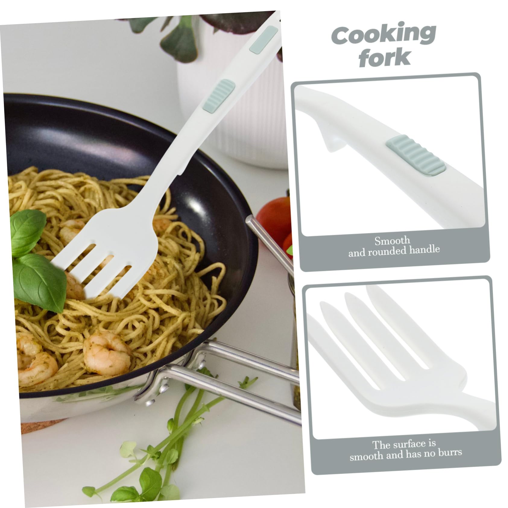 Ciieeo 5 Pièces Fourchette de Cuisine Silicone Flexible Antiadhésive Ustensile Pratique pour Pâtes et Salades Outil de Cuisine Réutilisable Pure