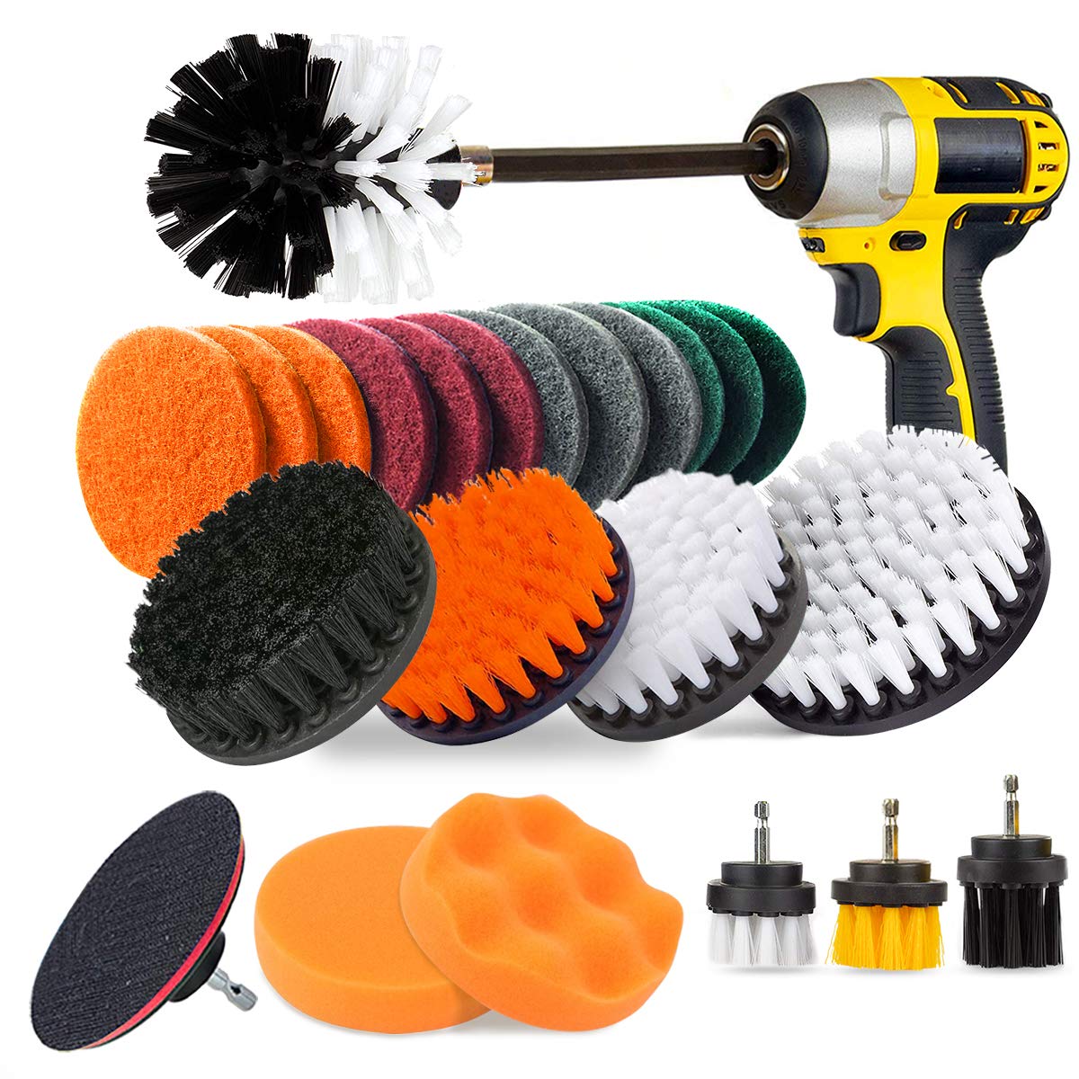 Buy JUSONEY 24 Piece Drill Brush Attachment Set Power Scrubber Kit