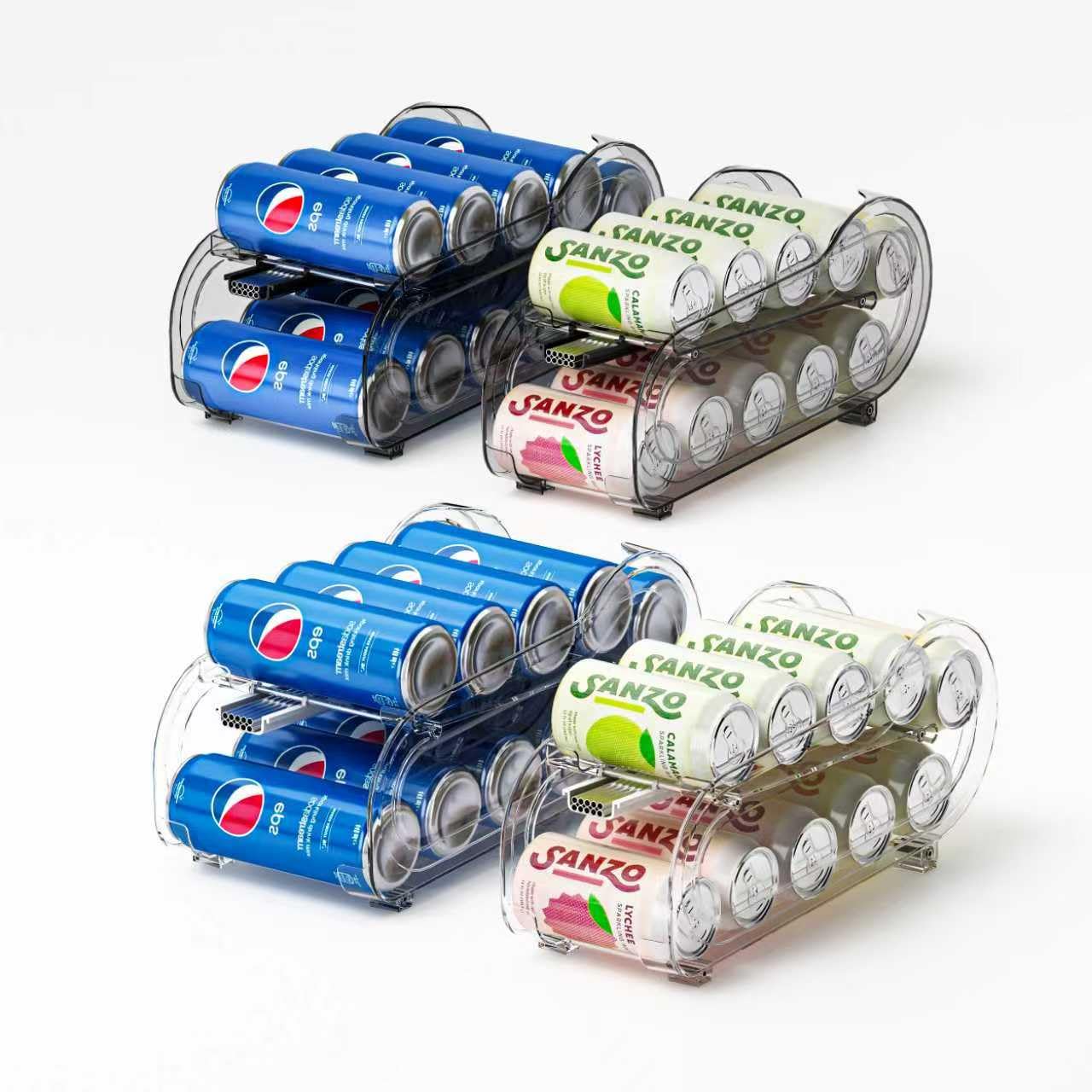 Organizador de bebidas para refrigerador, dispensador de latas de refrescos para refrigerador con rodillo automático, organiza latas de tamaño estándar de 11 onzas o 12 onzas, ahorra espacio para