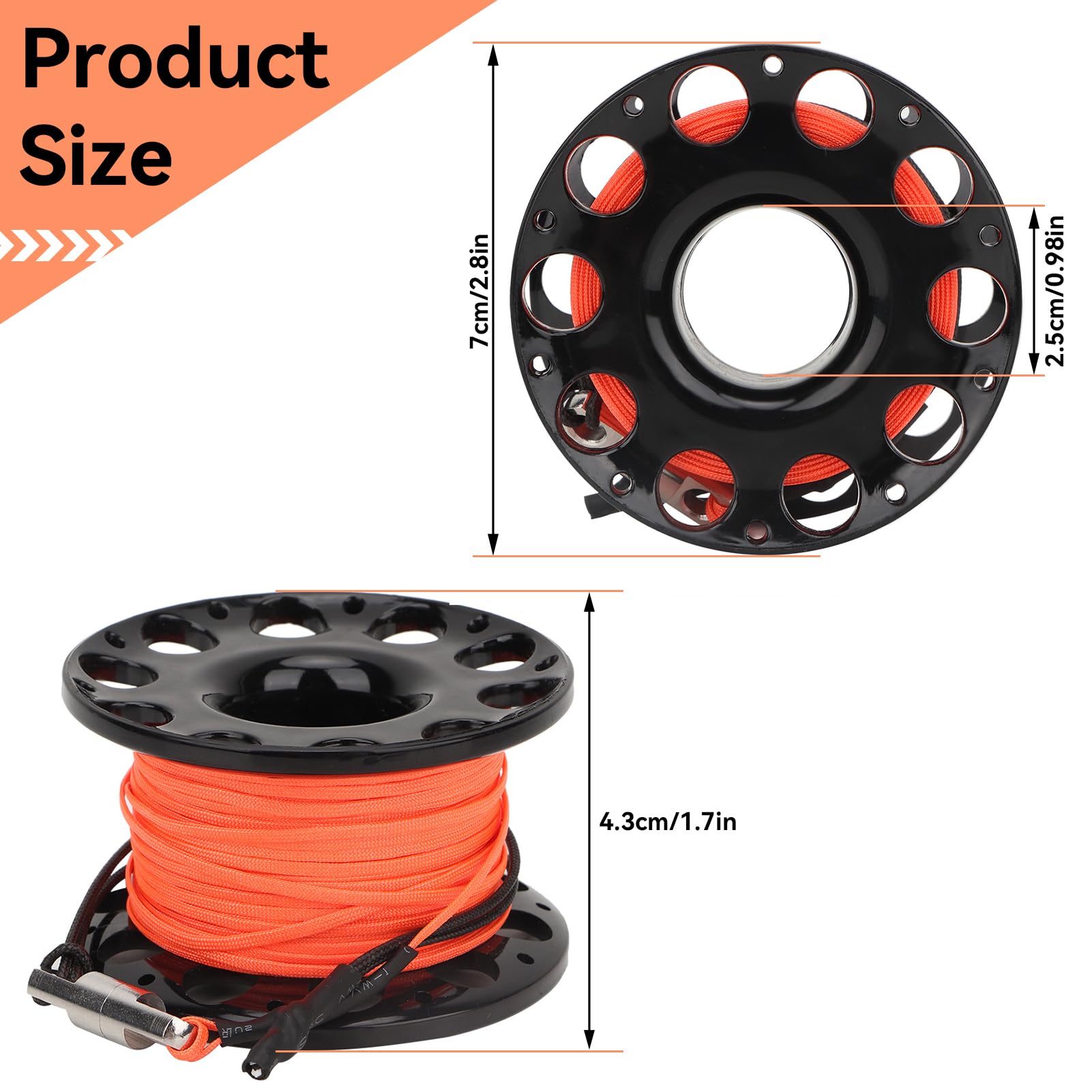 Tauch Fingerspule 30m, Finger Reel Scuba Diving Spool Reel Mini Tauchspule mit doppelköpfig Haken zum Tauchen Zum Tauchen Schnprcheln Unterwasser