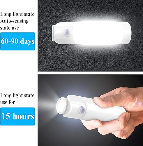 Miniatura 9 de Luz nocturna 2 en 1 con sensor de movimiento de inducción de cuerpo humano, linterna recargable por USB, luz blanca cálida, adecuada para camping,