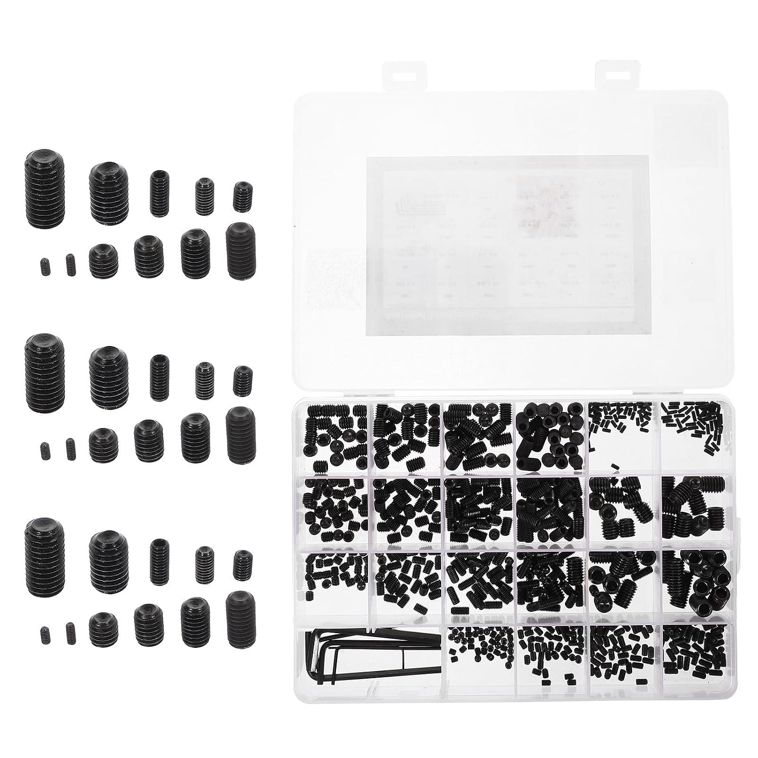 Set Screw Assortment Kit, 22 Sizes, Steel, Black