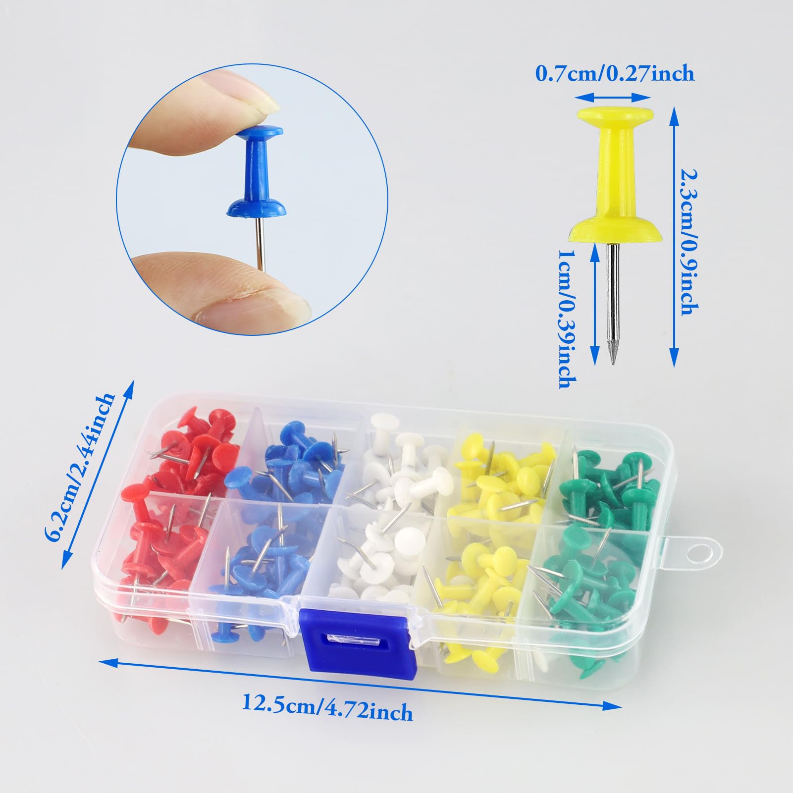 YOYUSH Lot de 100 punaises réutilisables avec boîte de rangement en