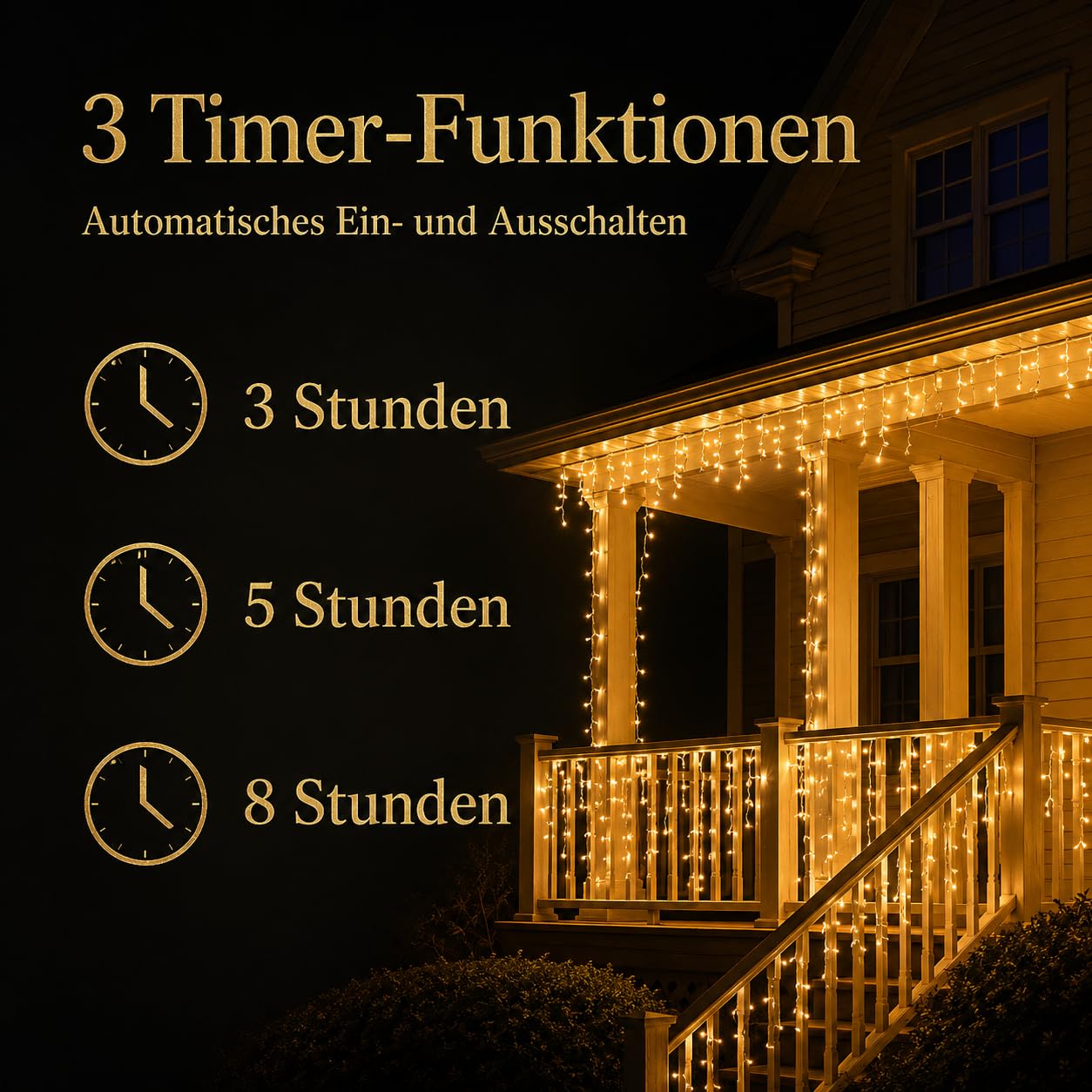 1 catena luminosa a energia solare per esterni, 5 m, 256 LED, IP44, impermeabile, con telecomando, 8 modalità, timer, per esterni, giardino, balcone, terrazza, luce bianca calda