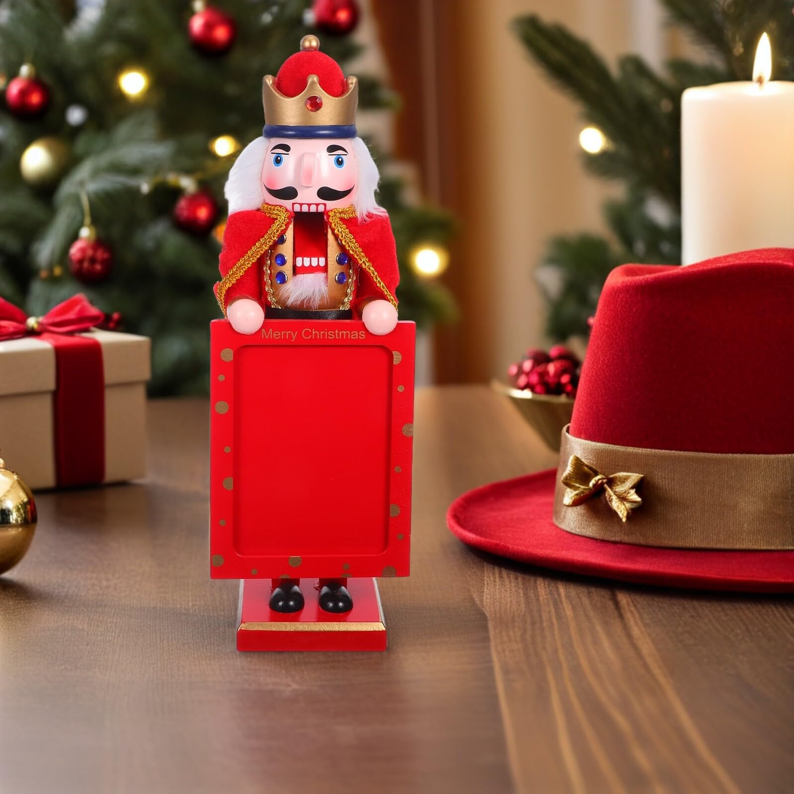DECHOUS Nussknacker-Figur Traditionell Höhe Holzsoldat für Weihnachtsdekoration Zuhause Bilderrahmen als Geschenk